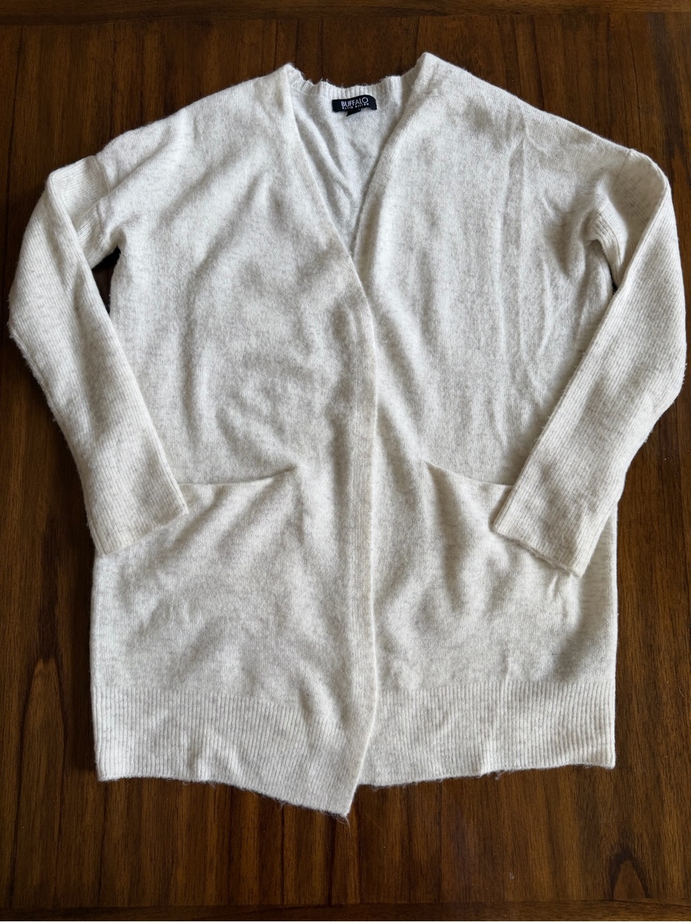 Buffalo Women Sweater Sz M White Open-front Cardigan Long Sleeve  S011